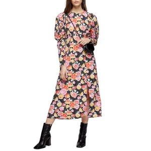 Topshop Pastel Dream Puff Sleeve Midi Dress